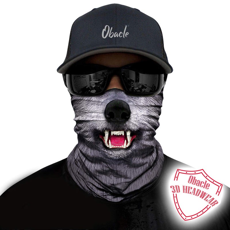 Obacle Motorcycle Face Mask Sun UV Dust Wind Protection Tube Mask Seamless Bandana Face Mask for Men Women Bike Riding Cycling Biker Fishing Outdoor Festival (Wolf Gray) - Image 2